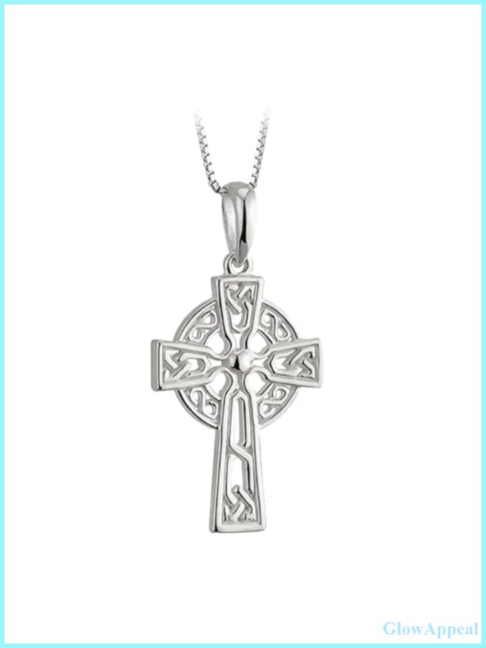 Sterling Silver Celtic Cross Pendant Necklace 18in